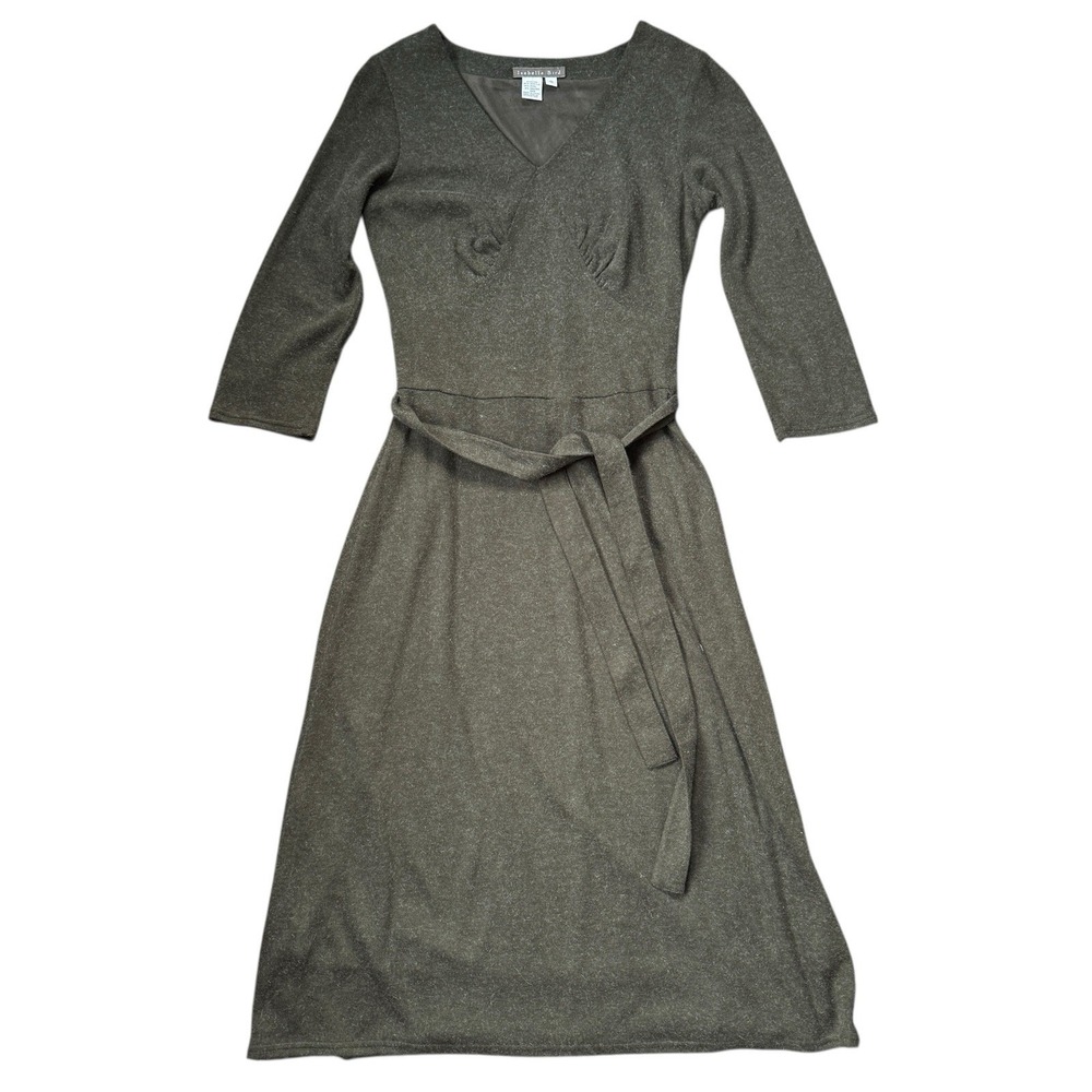 Isabella Bird Wool Angora Blend Belted Midi Dress Green‎ Small Fall Winter
